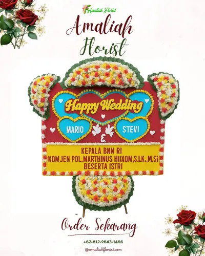 Karangan Papan Bunga Pernikahan di Sukamekar
